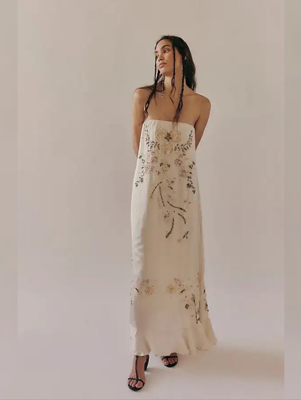 Free People Bali At Last Maxi Dress Nilla Cream Ivory White Women's Size Large